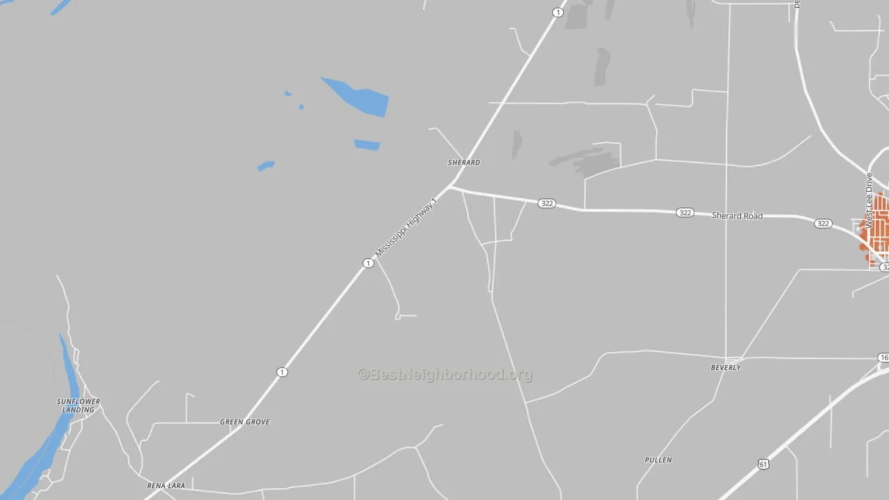 Bike Grade map of Sherard, MS