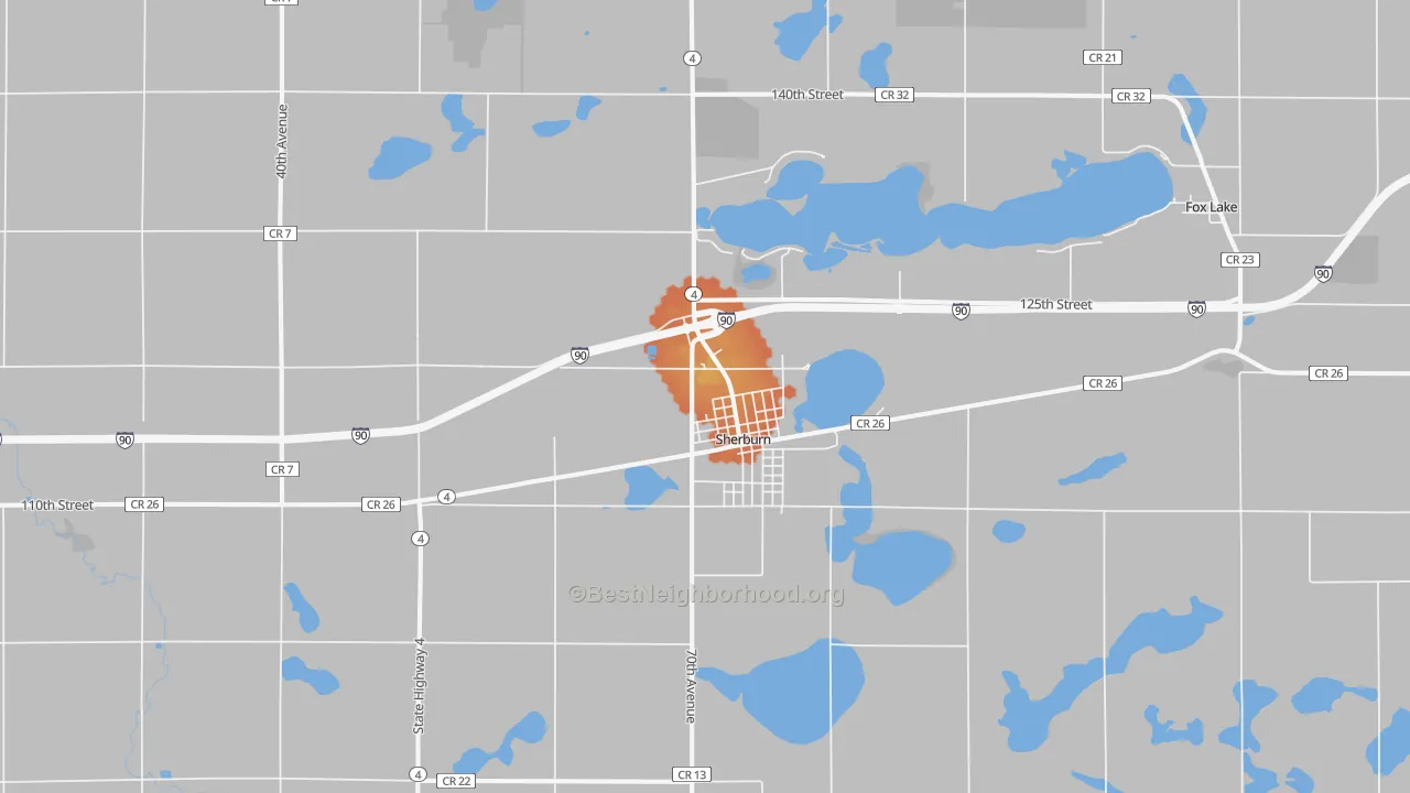 Bike Grade map of Sherburn, MN