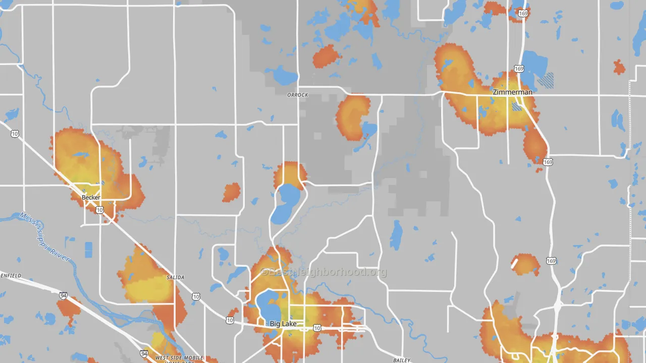 Bike Grade map of Sherburne County, MN