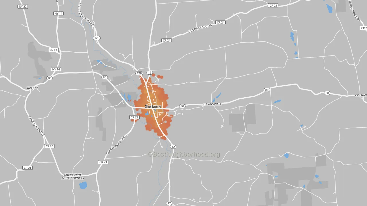 Bike Grade map of Sherburne, NY