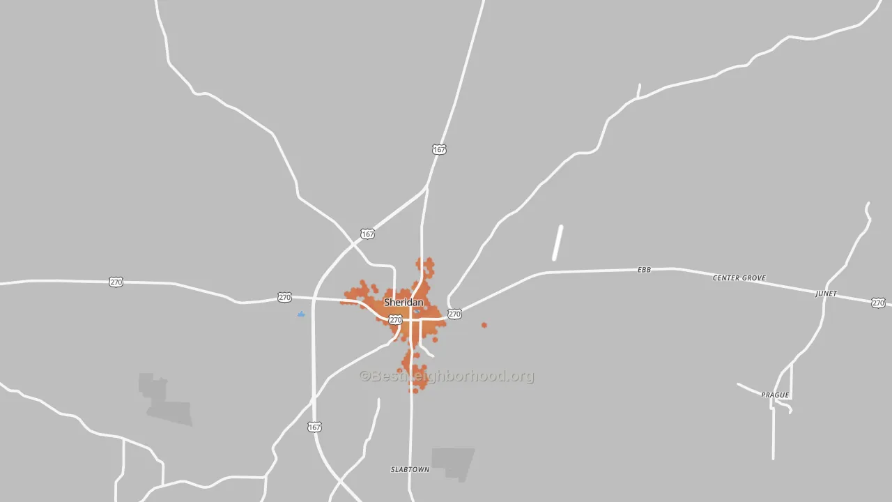 Bike Grade map of Sheridan, AR