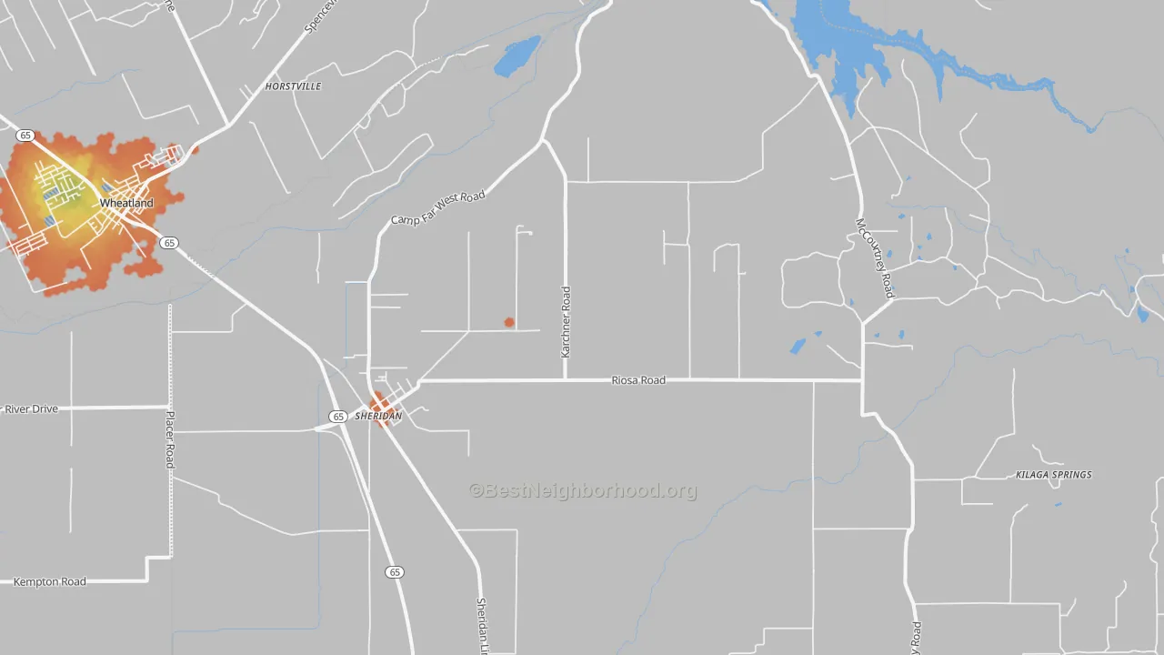 Bike Grade map of Sheridan, CA