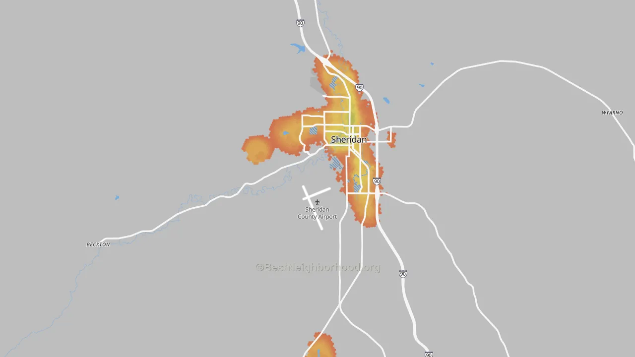 Bike Grade map of Sheridan County, WY
