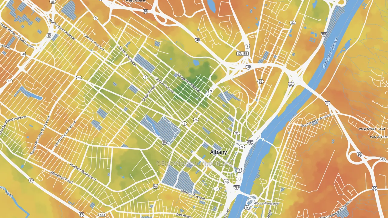 Bike Grade map of Sheridan Hollow, Albany, NY