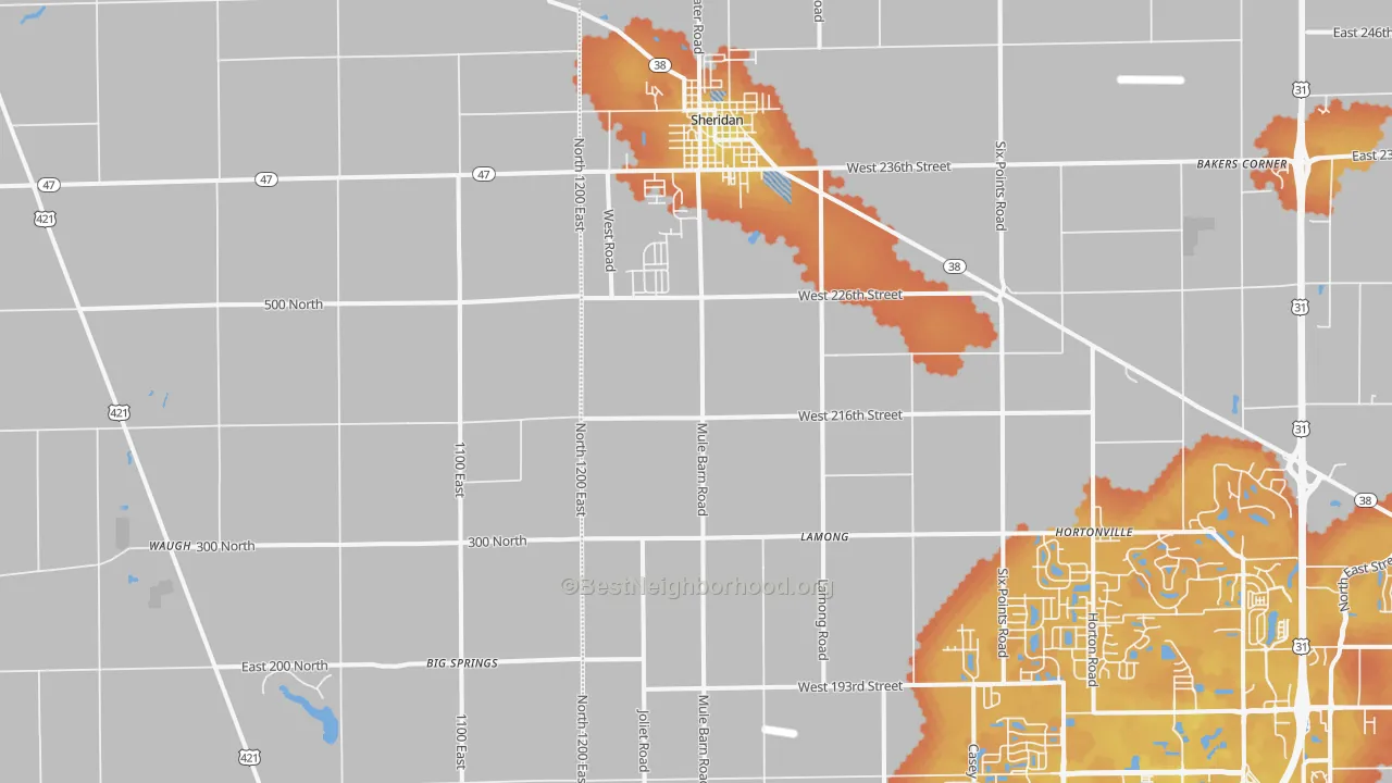 Bike Grade map of Sheridan, IN