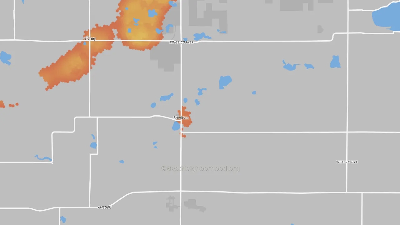 Bike Grade map of Sheridan, MI
