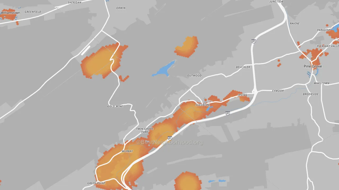 Bike Grade map of Sheridan, PA