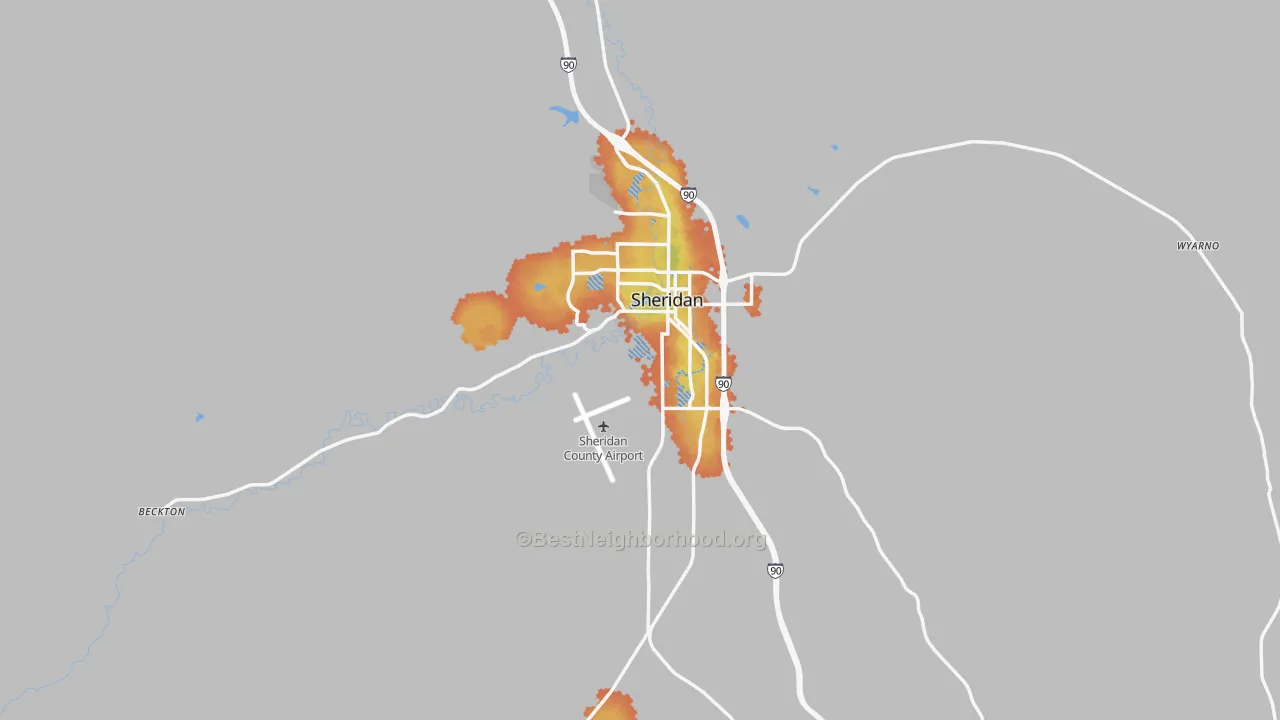 Bike Grade map of Sheridan, WY