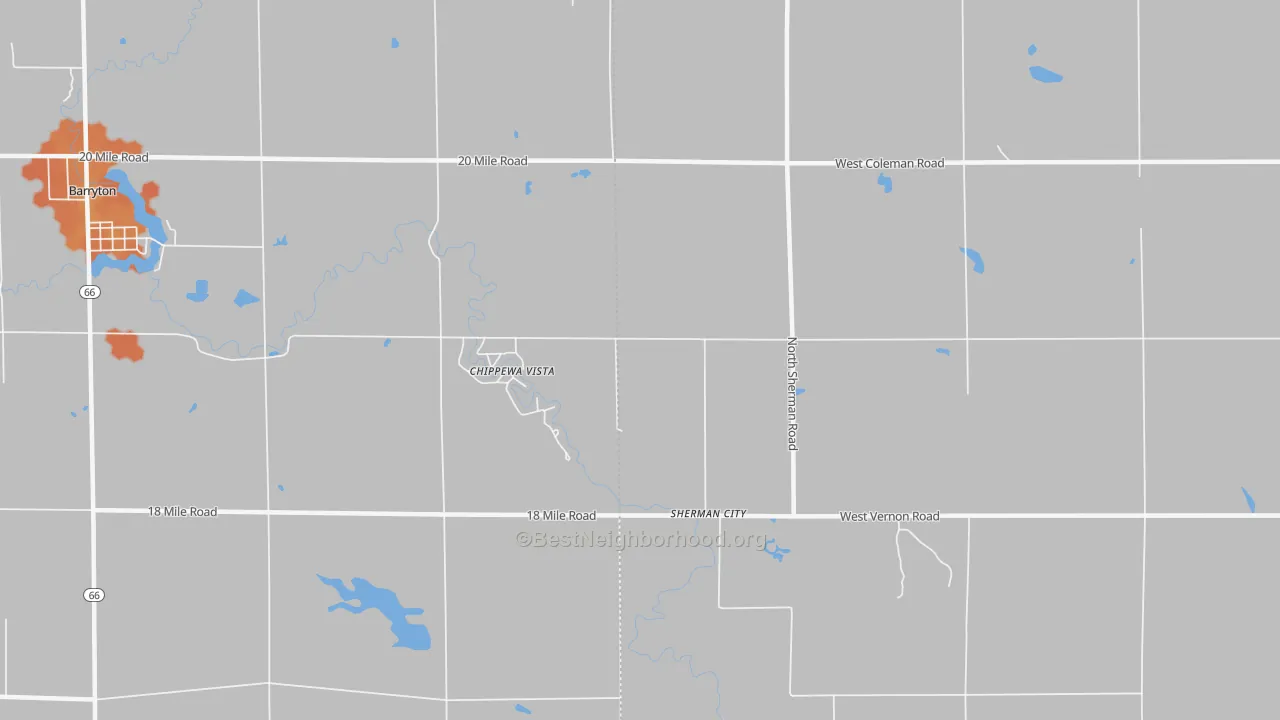Bike Grade map of Sherman City, MI