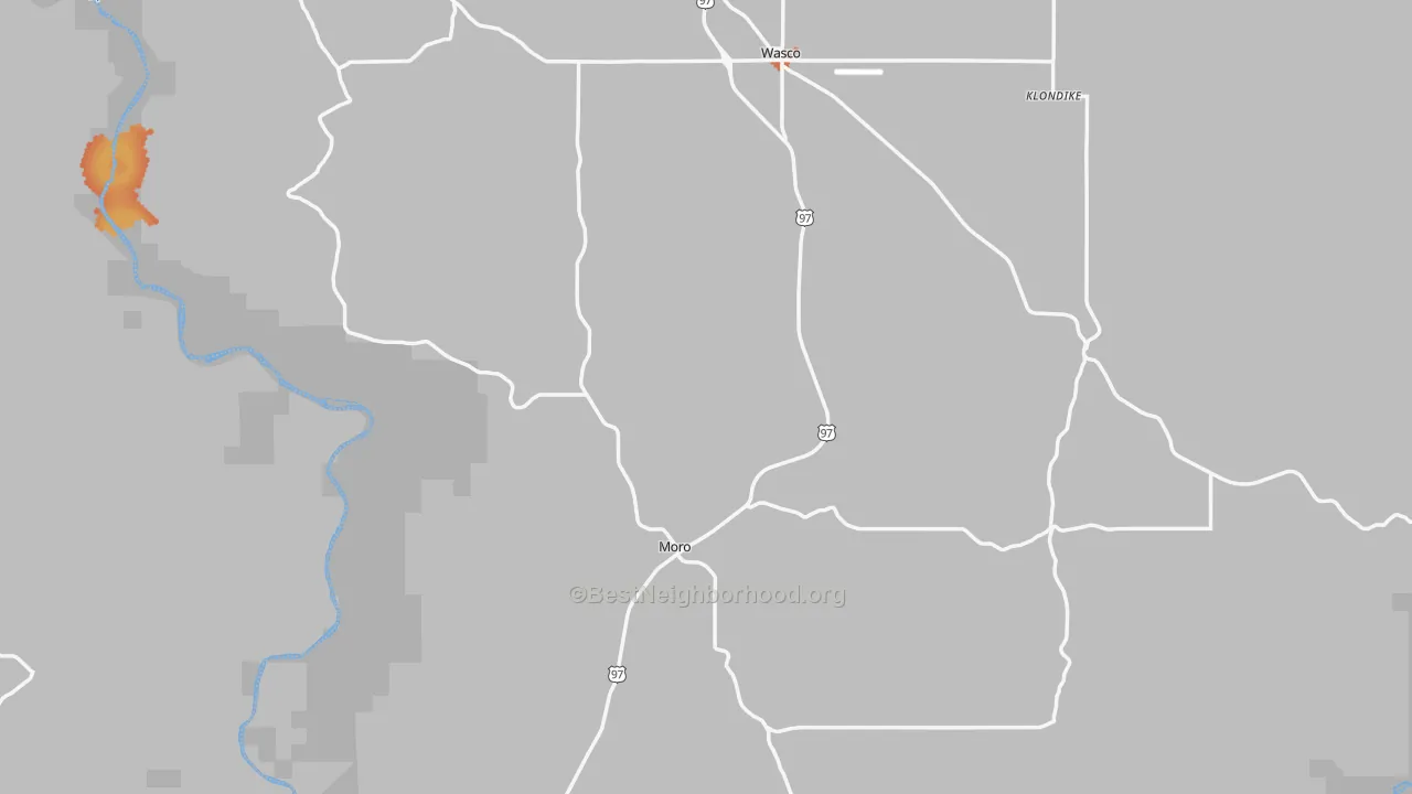Bike Grade map of Sherman County, OR