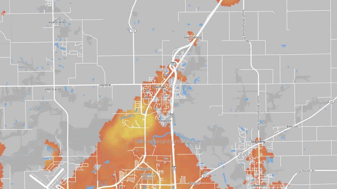 Bike Grade map of Sherman, IL