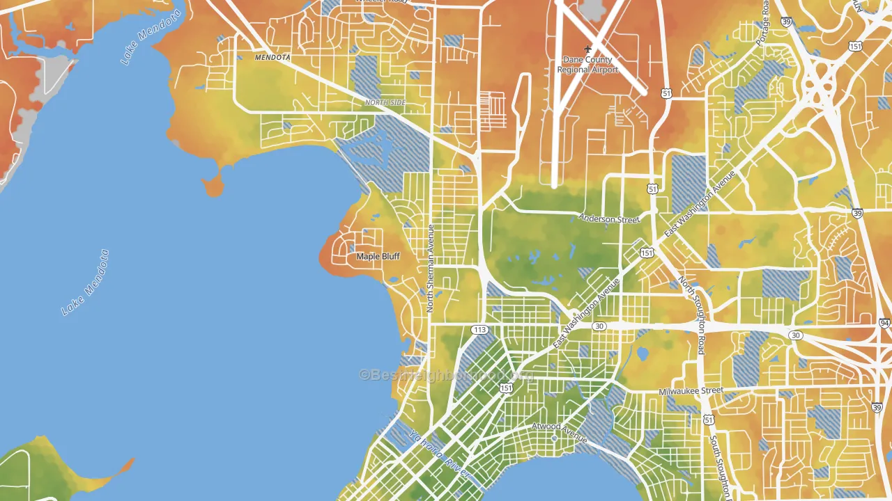 Bike Grade map of Sherman, Madison, WI