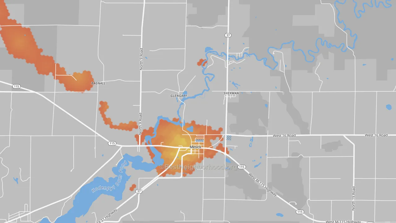 Bike Grade map of Sherman, MI