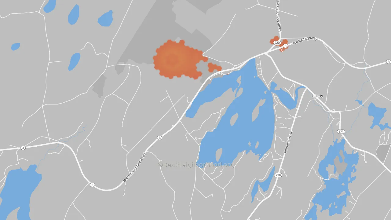 Bike Grade map of Shermans Corner, ME