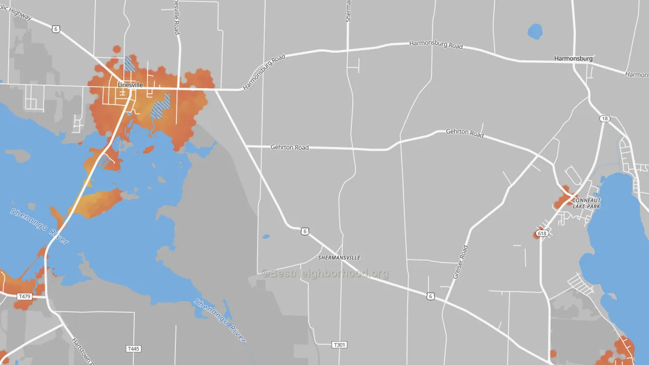 Bike Grade map of Shermansville, PA