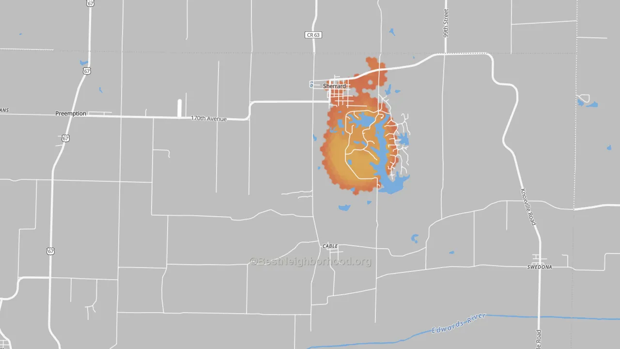 Bike Grade map of Sherrard, IL