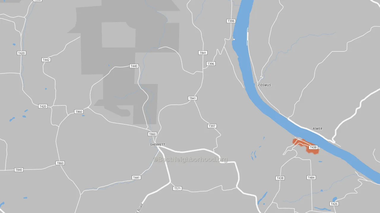 Bike Grade map of Sherrett, PA