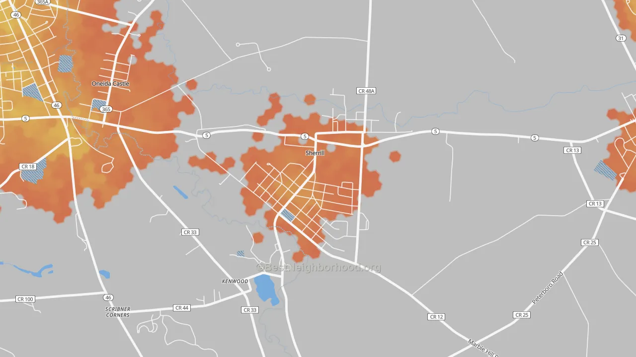 Bike Grade map of Sherrill, NY