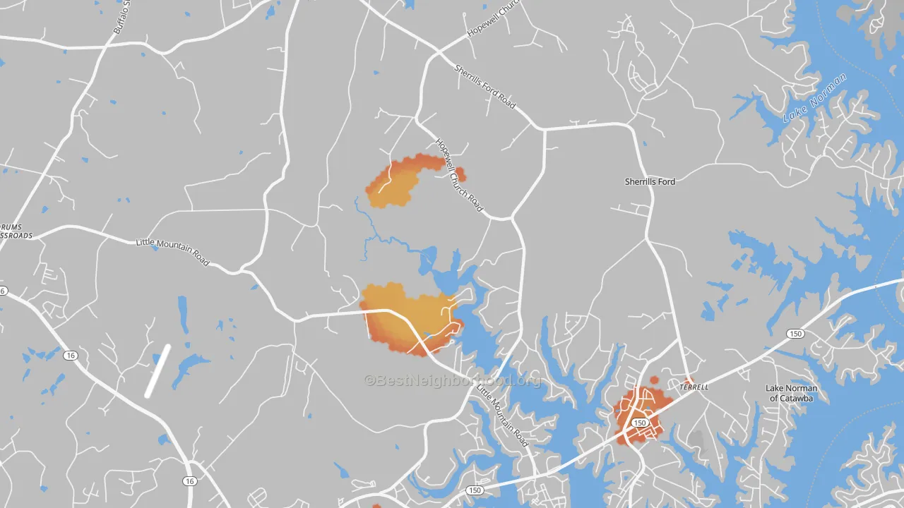 Bike Grade map of Sherrills Ford, NC
