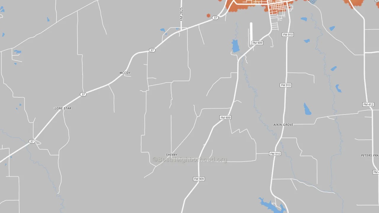 Bike Grade map of Sherry, TX