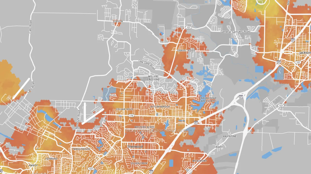 Bike Grade map of Sherwood, AR