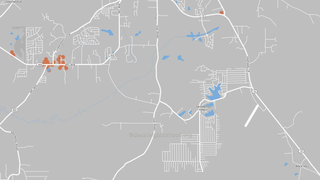 Bike Grade map of Sherwood Forest, MS