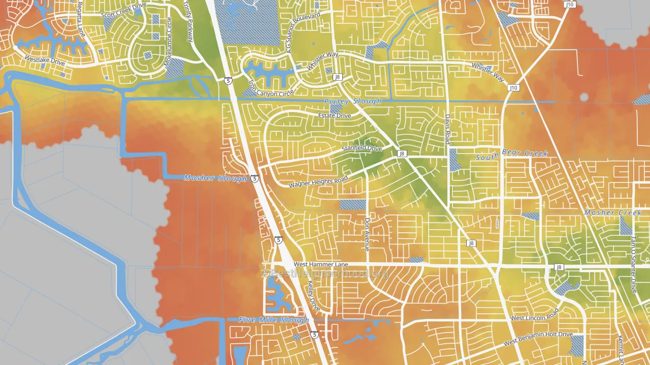 Bike Grade map of Sherwood Manor, Stockton, CA