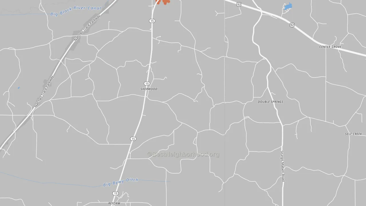 Bike Grade map of Sherwood, MS