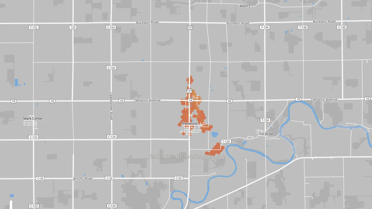 Bike Grade map of Sherwood, OH