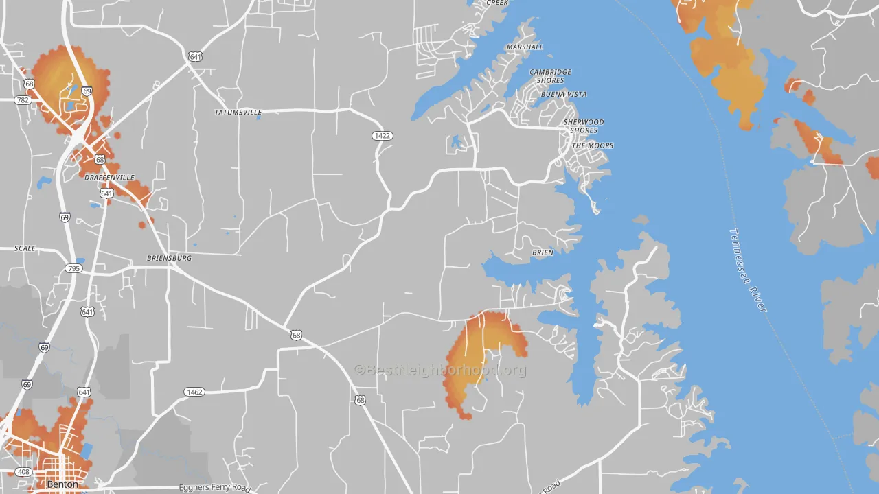 Bike Grade map of Sherwood Shores, KY