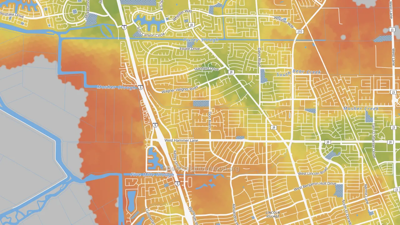 Bike Grade map of Sherwoods Manor, Stockton, CA