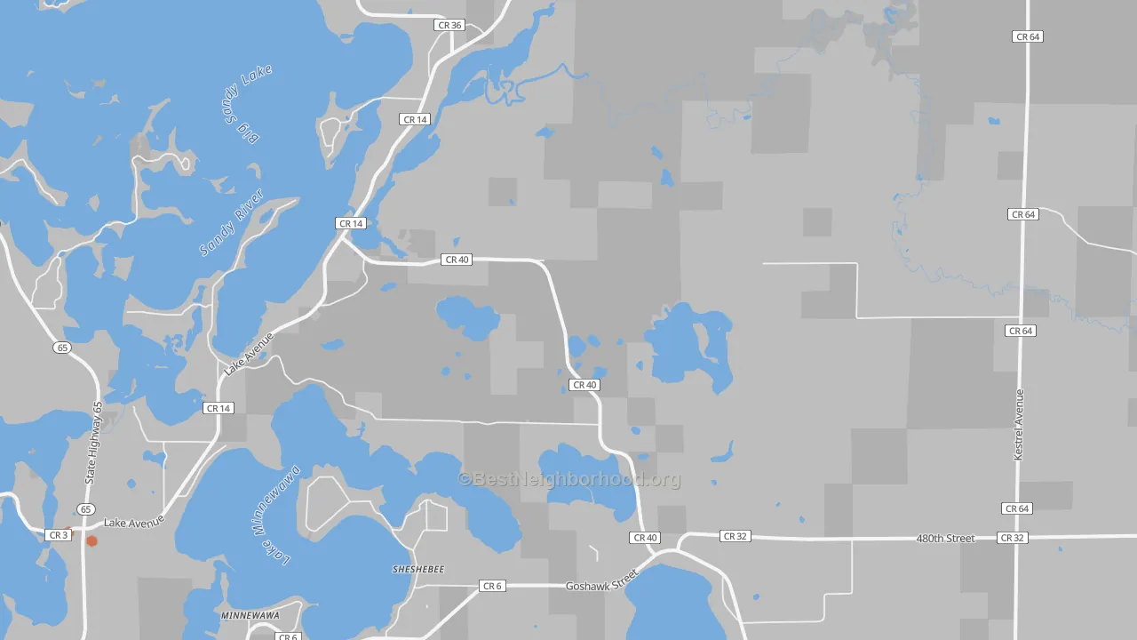 Bike Grade map of Sheshebee, MN
