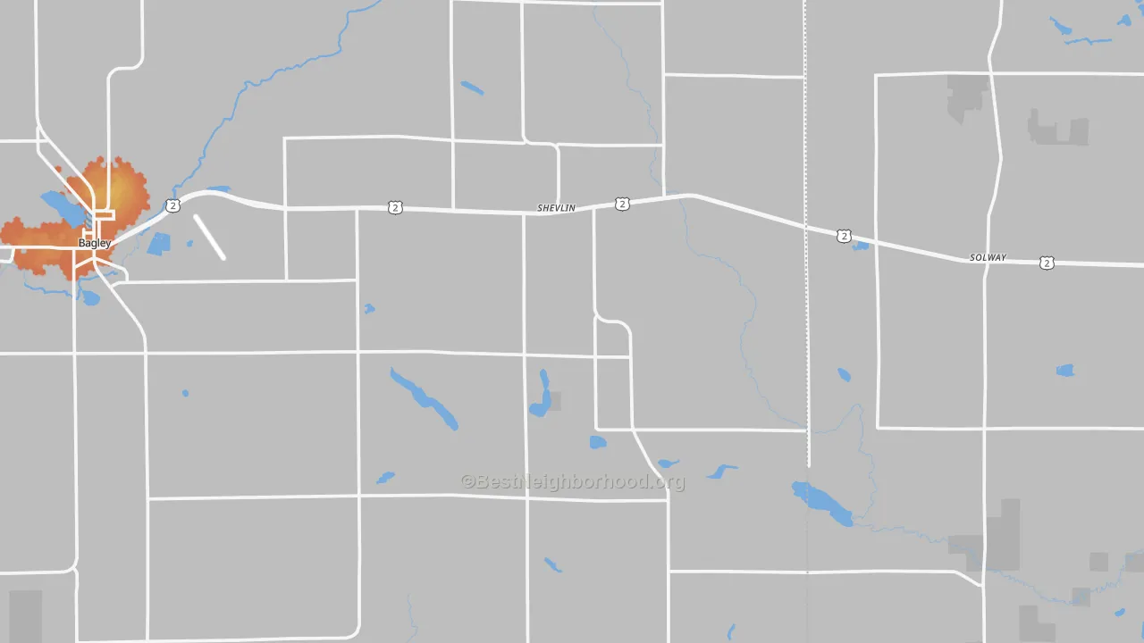 Bike Grade map of Shevlin, MN