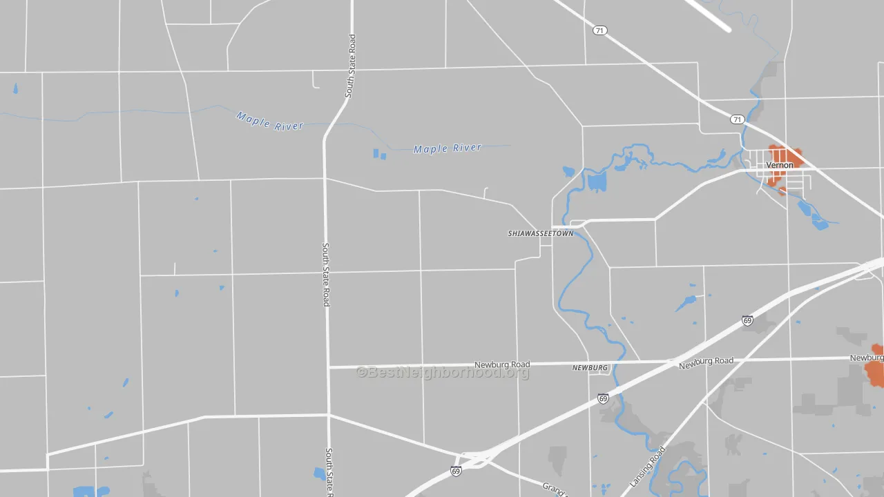 Bike Grade map of Shiawasseetown, MI