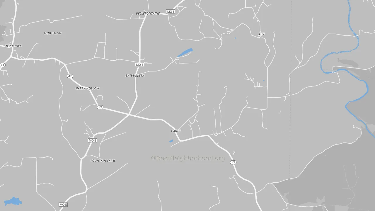 Bike Grade map of Shibboleth, MO