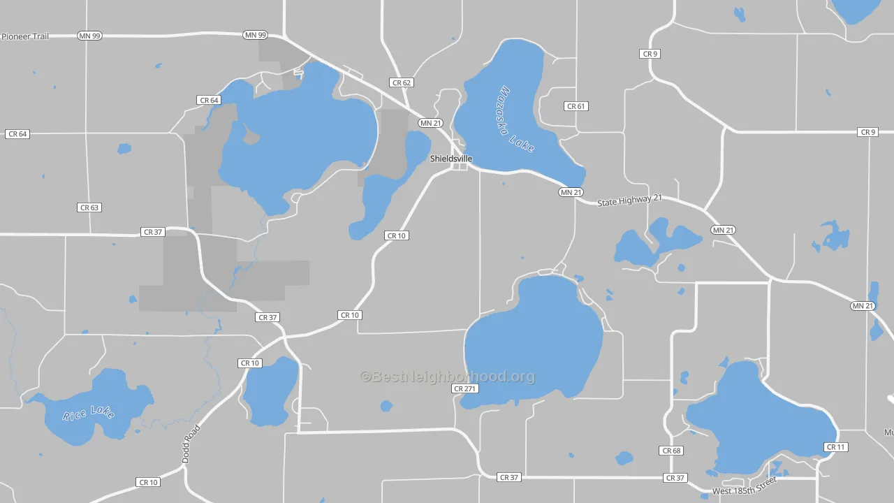 Bike Grade map of Shieldsville, MN
