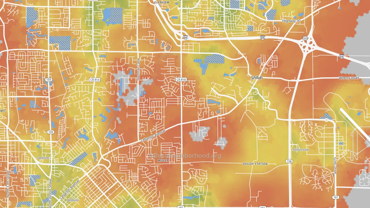 Bike Grade map of Shiloh, IL