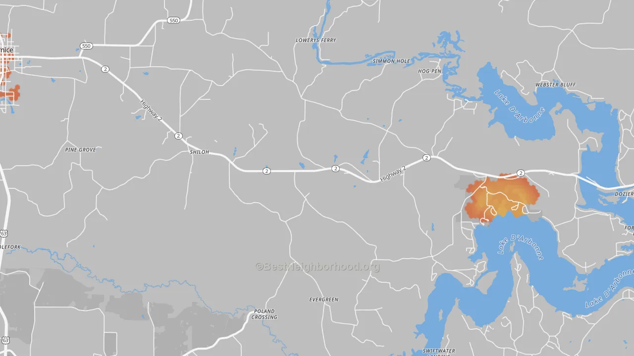 Bike Grade map of Shiloh, LA