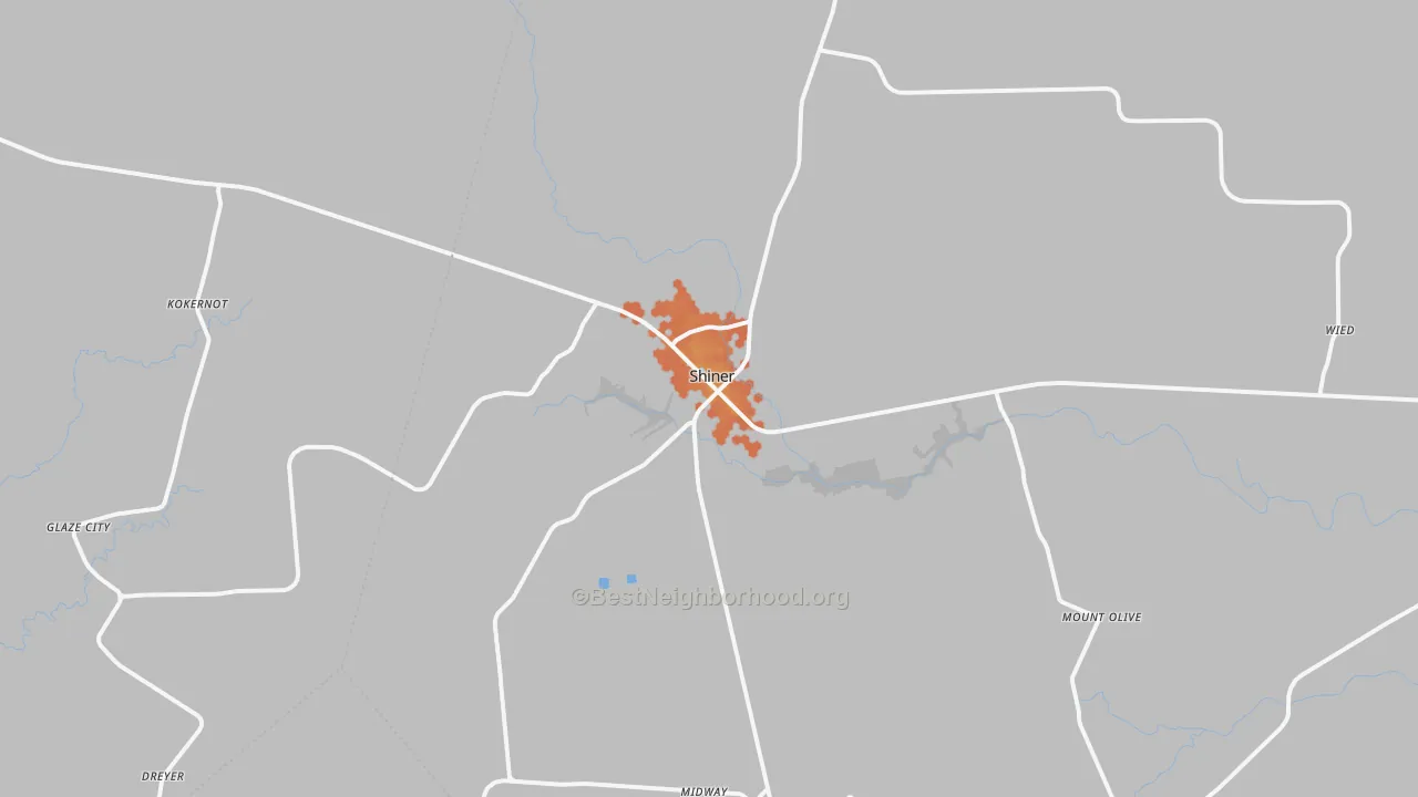 Bike Grade map of Shiner, TX
