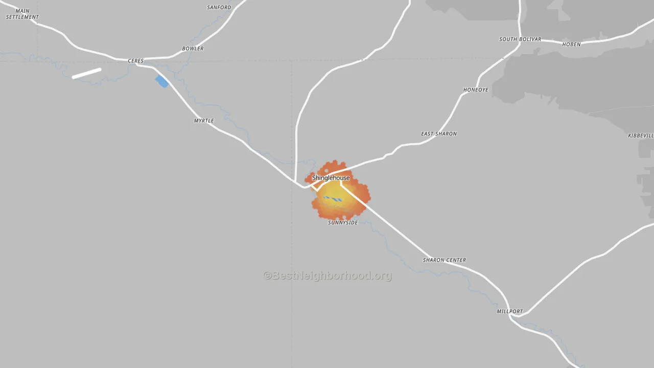 Bike Grade map of Shinglehouse, PA