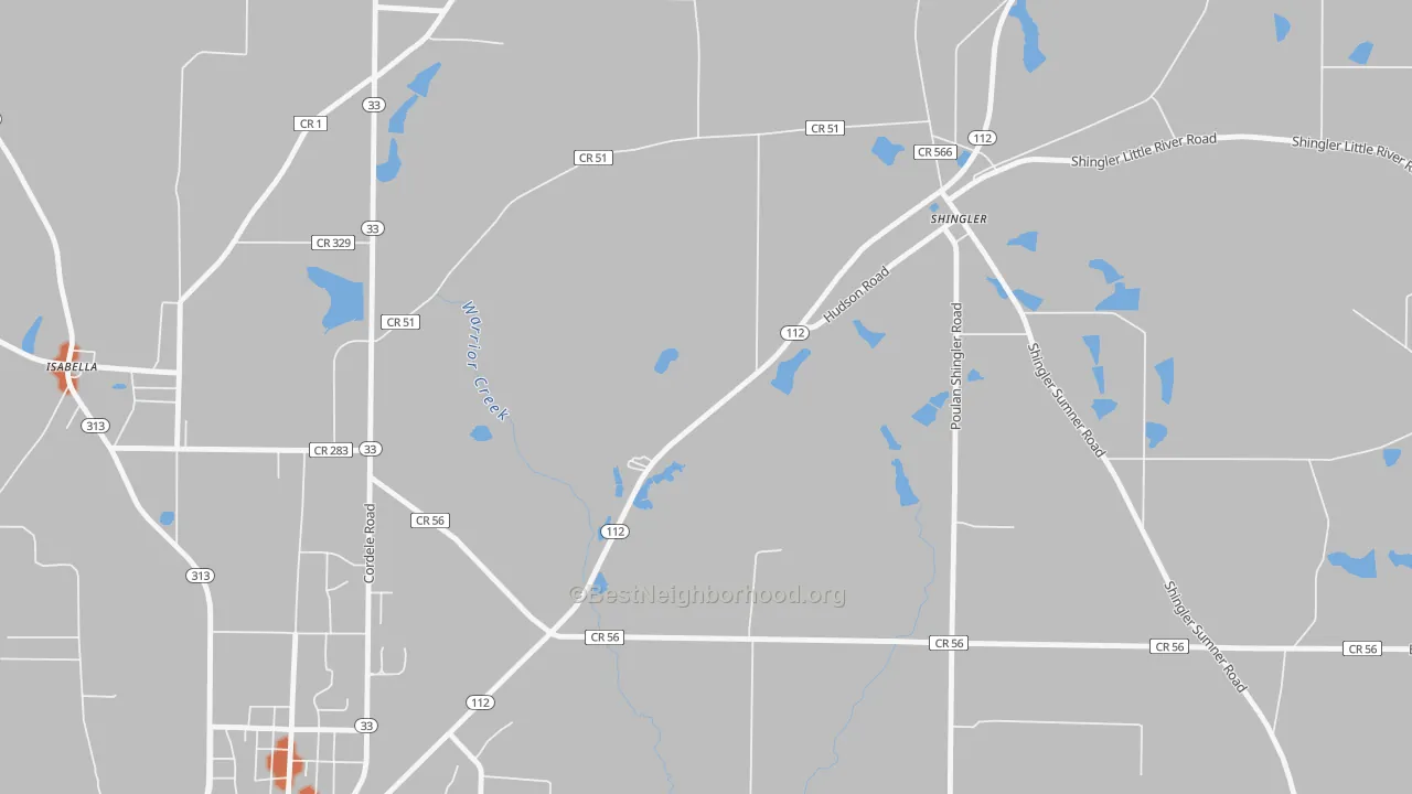 Bike Grade map of Shingler, GA