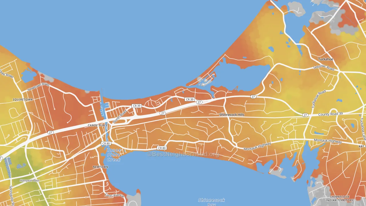 Bike Grade map of Shinnecock Hills, NY