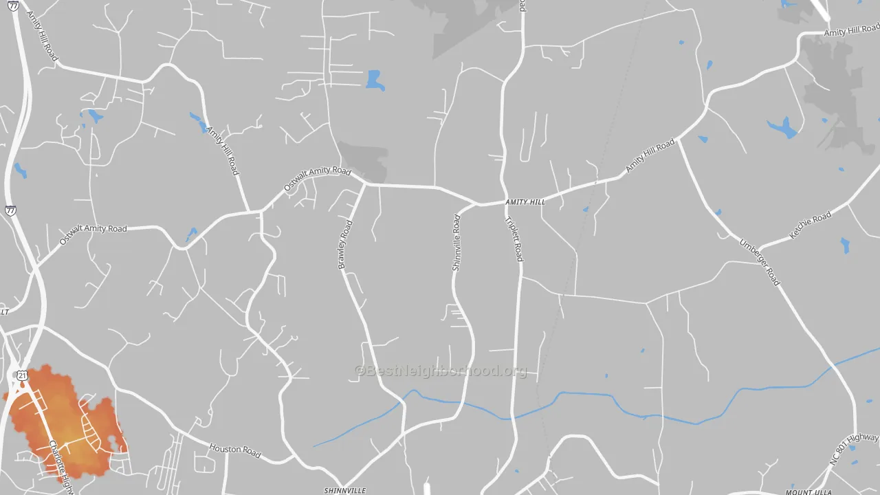 Bike Grade map of Shinnville, NC