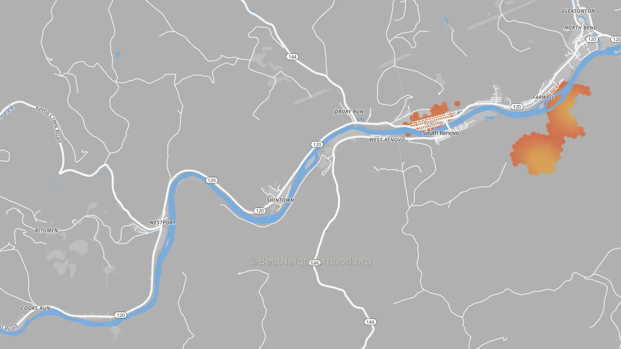 Bike Grade map of Shintown, PA