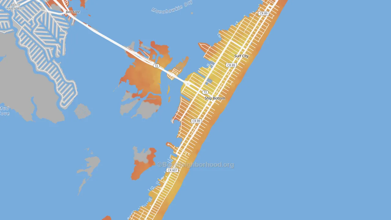 Bike Grade map of Ship Bottom, NJ