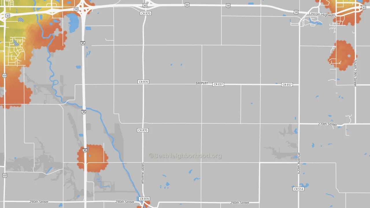 Bike Grade map of Shipley, IA