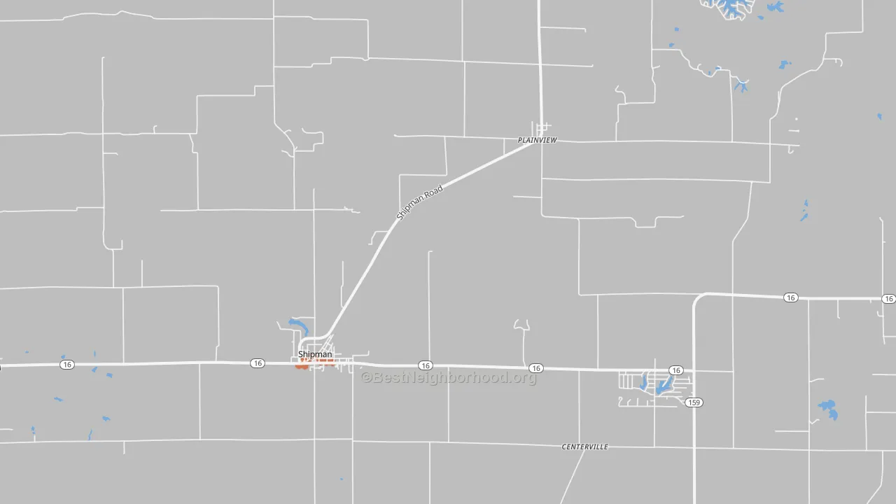 Bike Grade map of Shipman, IL