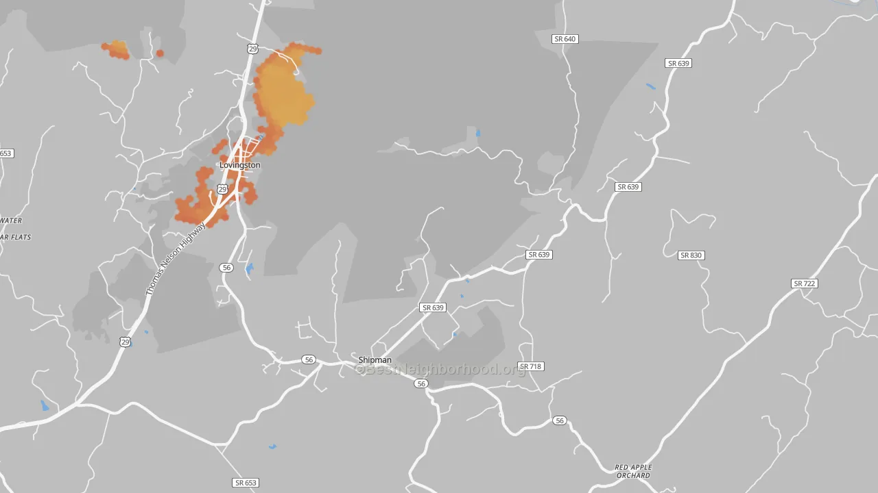 Bike Grade map of Shipman, VA
