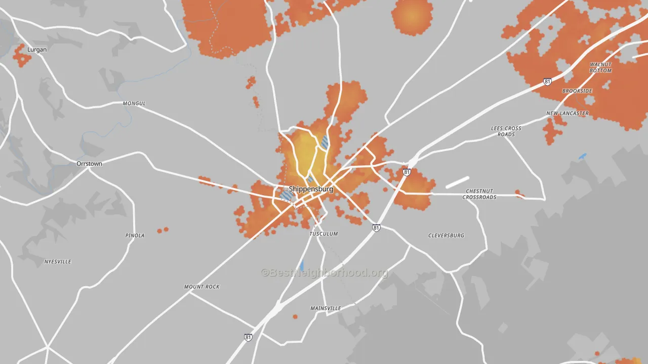 Bike Grade map of Shippensburg, PA