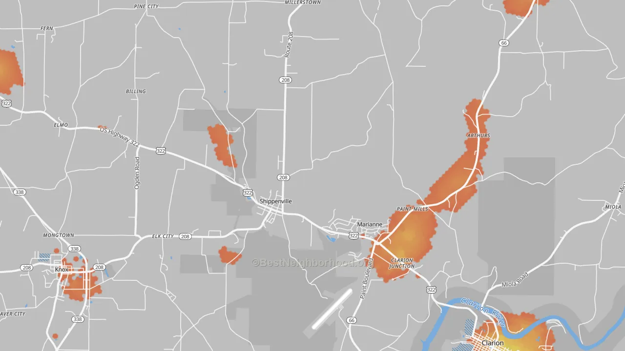 Bike Grade map of Shippenville, PA